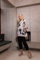 Blurred Block Print Tunic - Black/stone