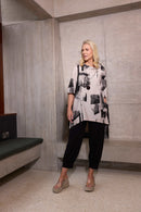 Blurred Block Print Tunic - Black/stone
