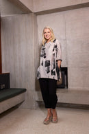 Blurred Block Print Tunic - Black/stone