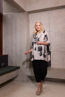 Blurred Block Print Tunic - Black/stone