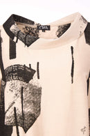 Blurred Block Print Tunic - Black/stone