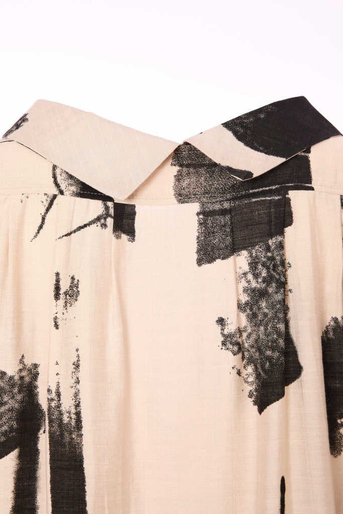 Blurred Block Print Tunic - Black/stone