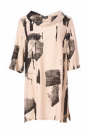 Blurred Block Print Tunic - Black/stone