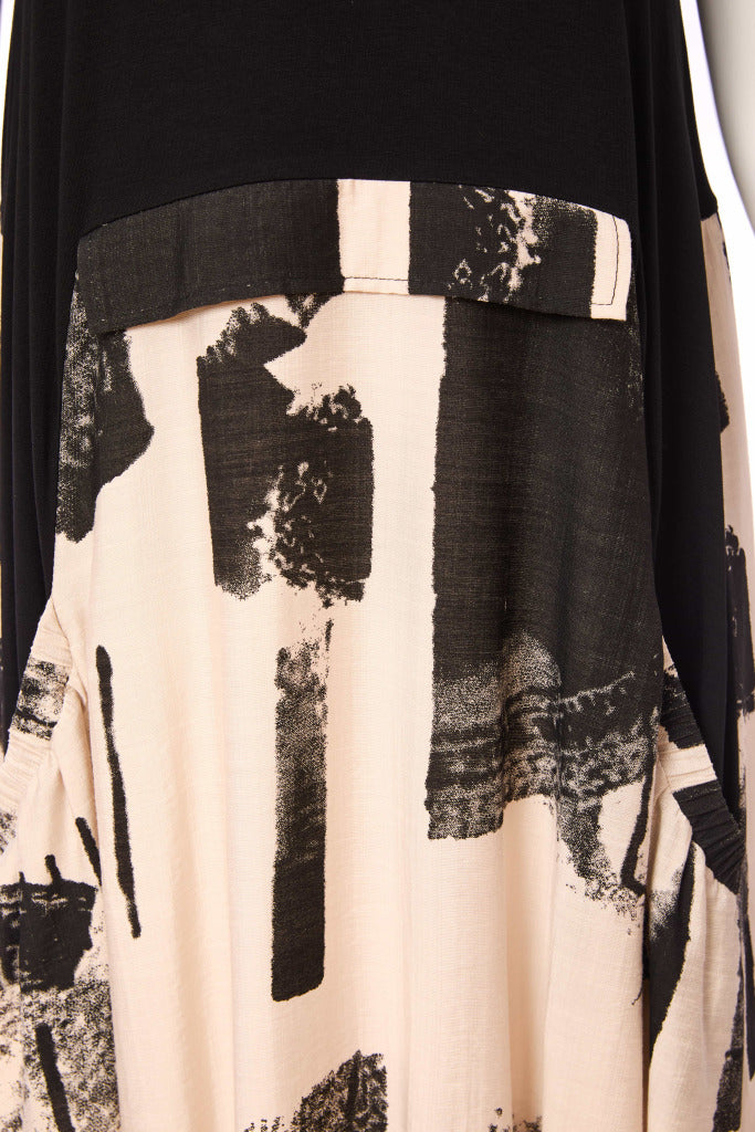 Blurred Block Dress - Black/stone