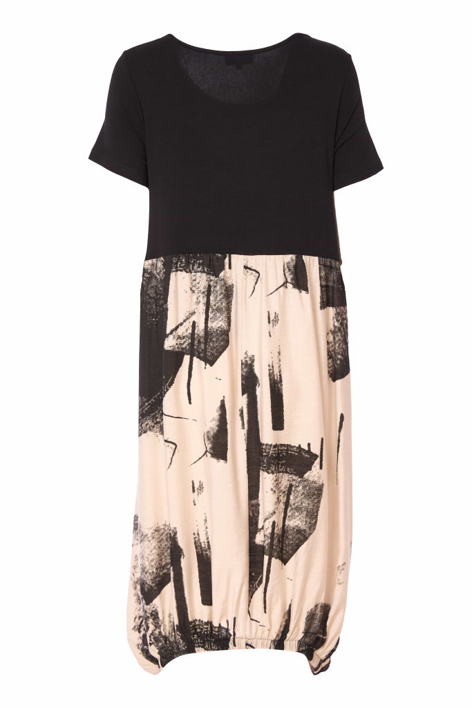 Blurred Block Dress - Black/stone
