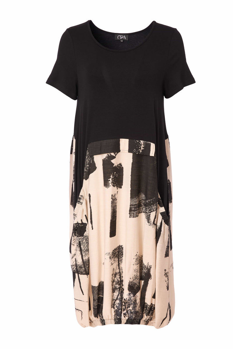 Blurred Block Dress - Black/stone