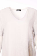 Metalic Over Print V Neck Dress - Silver