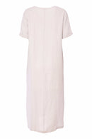 Metalic Over Print V Neck Dress - Silver