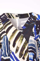 Geometrical Print V Neck Dress - Royal