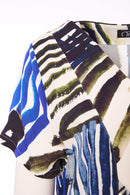 Geometrical Print V Neck Dress - Royal