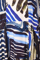 Geometrical Print V Neck Dress - Royal