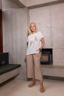 Ora Wide Leg Trouser - Stone