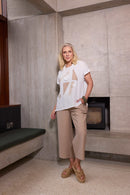 Ora Wide Leg Trouser - Stone