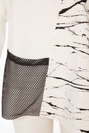 Marble Print Pocket Top - White/black