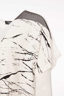 Marble Print Pocket Top - White/black