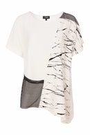 Marble Print Pocket Top - White/black