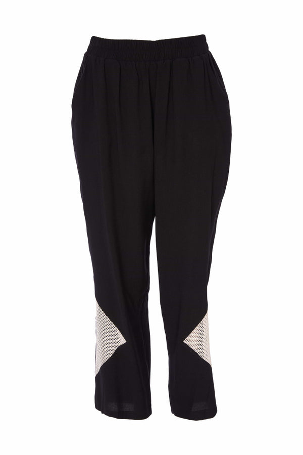 Mesh Insets Trouser - Black/white
