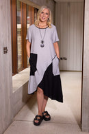 ANGLED HEM CONTRAST BOTTOM SIDE PANEL - Silver