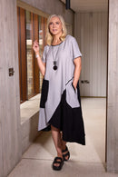 ANGLED HEM CONTRAST BOTTOM SIDE PANEL - Silver