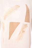 Back Panel Embroidered Tunic Top - White/stone