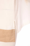 Back Panel Embroidered Tunic Top - White/stone