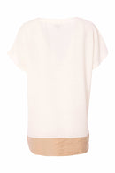 Back Panel Embroidered Tunic Top - White/stone