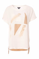 Back Panel Embroidered Tunic Top - White/stone