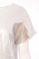 Metalic Over Print Round Neck Top - Silver