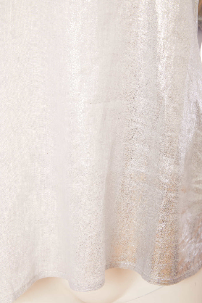 Metalic Over Print Round Neck Top - Silver