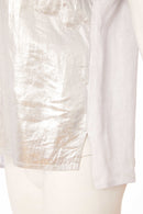 Metalic Over Print Round Neck Top - Silver