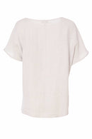 Metalic Over Print Round Neck Top - Silver