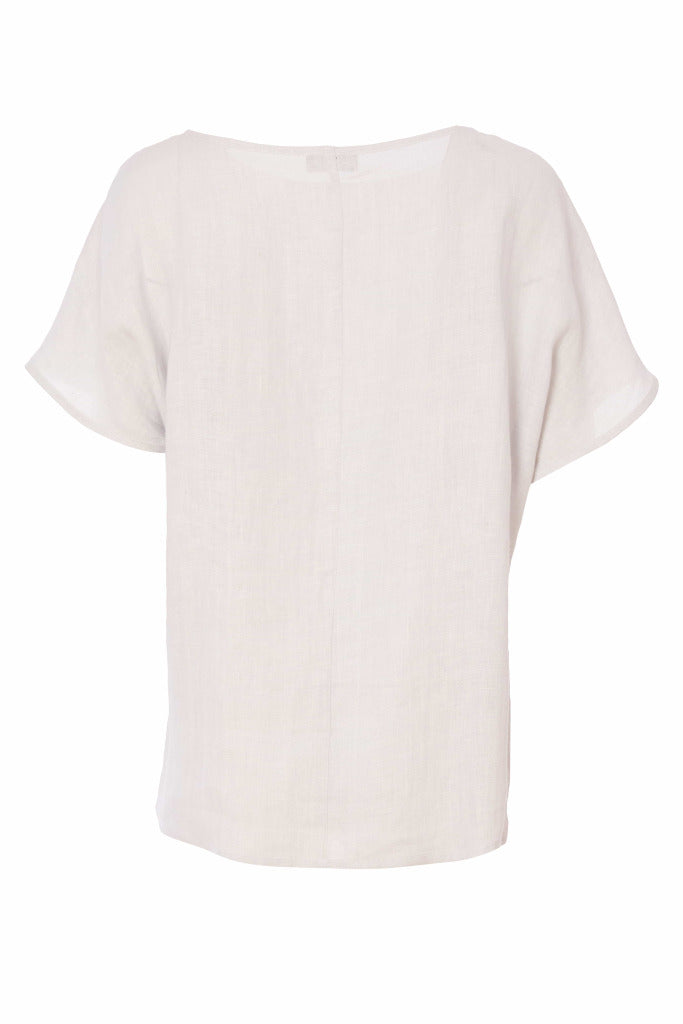 Metalic Over Print Round Neck Top - Silver