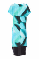 Contrast Hemband Blurred Print Dress - Ocean Blue