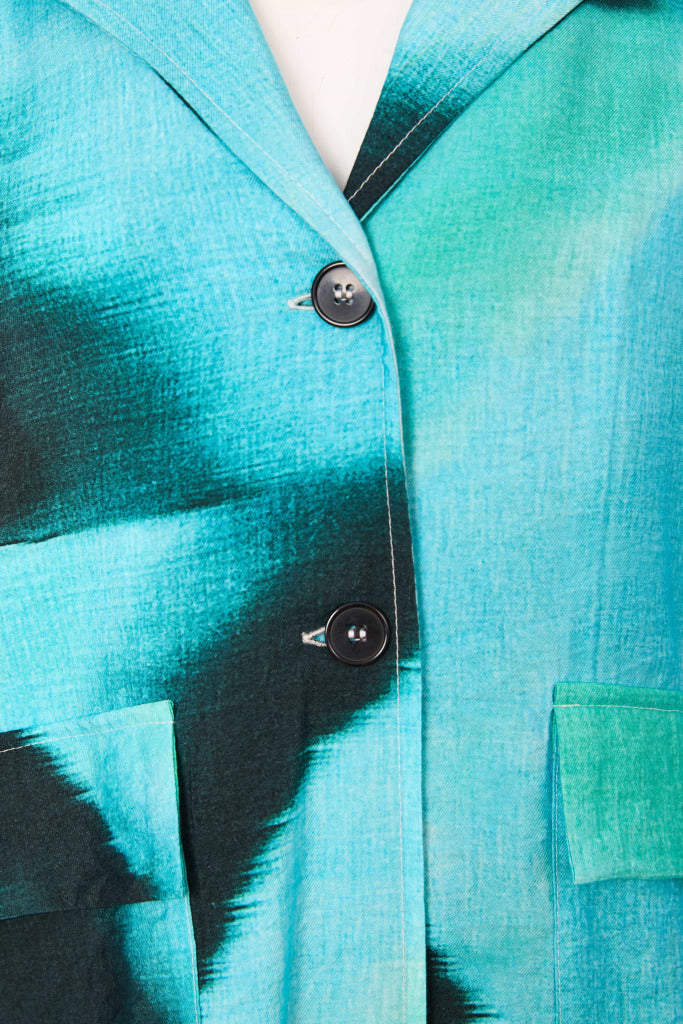 Blurred Print Jacket - Ocean Blue