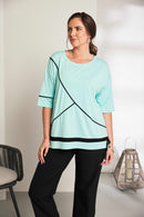 Contrast Piping Longline Top - Mint/black