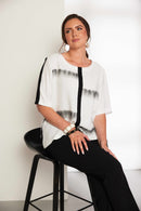 Contrast Front Trim Stripe Top - Black/off White