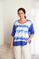 Contrast Plain Section Print Top - White & Locline