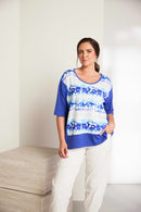 Contrast Plain Section Print Top - White & Locline