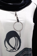 Circle Print Tunic Top - Black/beige