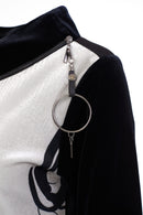 Circle Print Tunic Top - Black/beige