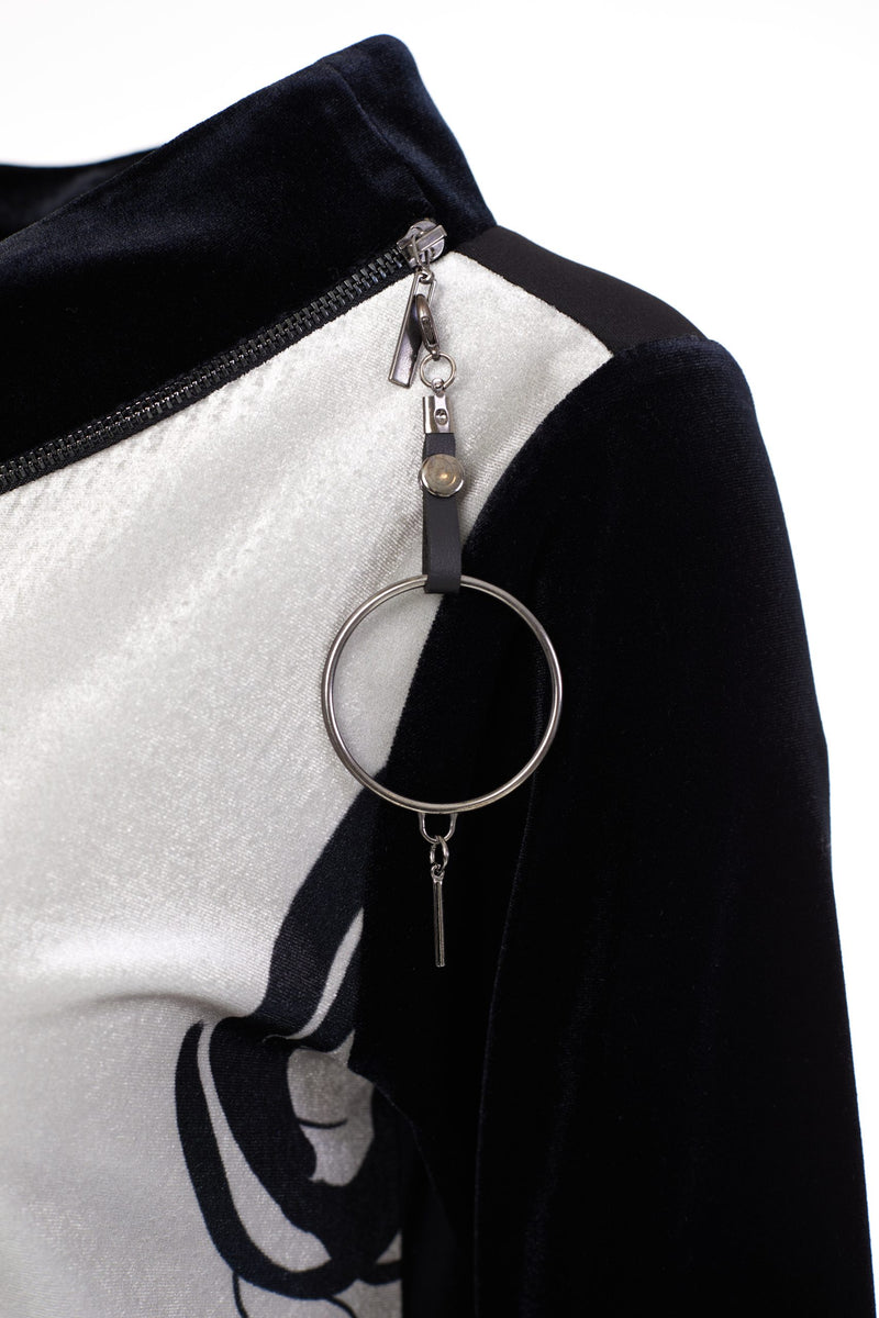 Circle Print Tunic Top - Black/beige