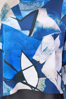 Chiffon Hempanel Print Top - Black/royal