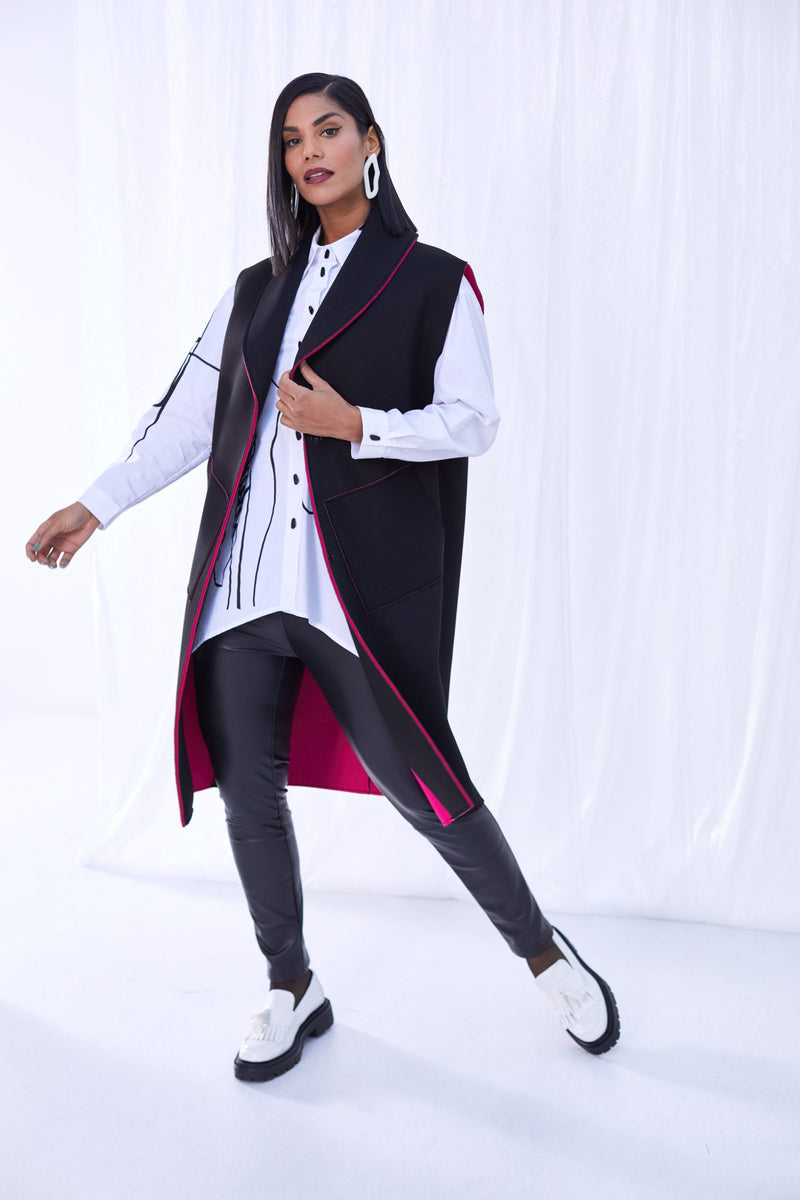 Raw Seams Gilet - Black/pink