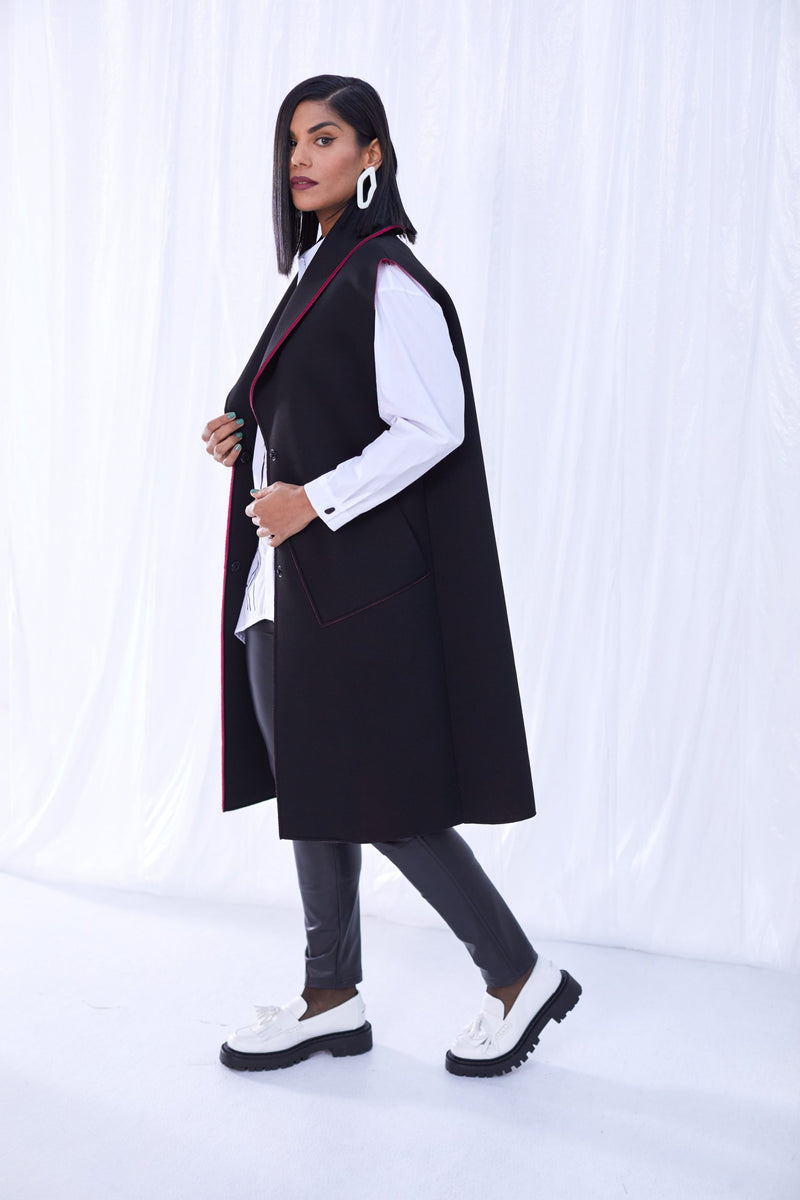 Raw Seams Gilet - Black/pink