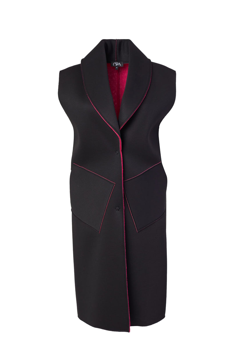Raw Seams Gilet - Black/pink