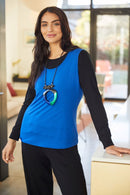 Contrast Front Panel Top - Black/imperial Blue