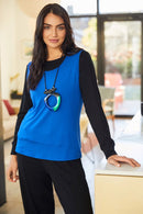 Contrast Front Panel Top - Black/imperial Blue