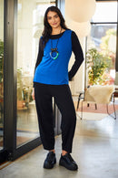 Contrast Front Panel Top - Black/imperial Blue