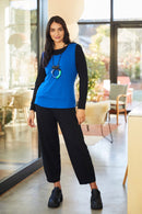 Contrast Front Panel Top - Black/imperial Blue