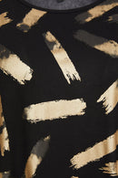 Contrast Hempanel Print Top - Black/bronze